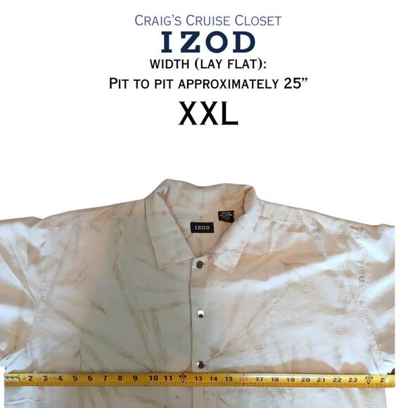 Casual Silk & Cotton Izod Button-Down Men's XXL Shirt - Picture 4 of 6
